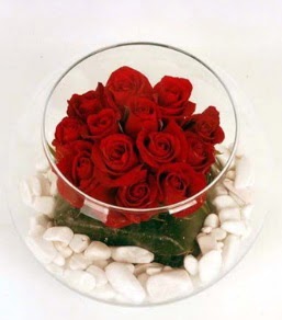 Cam fanusta 11 adet kırmızı gül  Ankara çiçek gönderme 