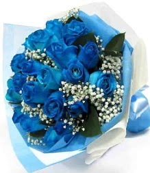 15 adet mavi gülden şahane eşsiz buket  Ankara uluslararası çiçek gönderme 