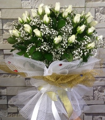 41 adet beyaz gül kız isteme buketi  Ankara çiçek satışı 