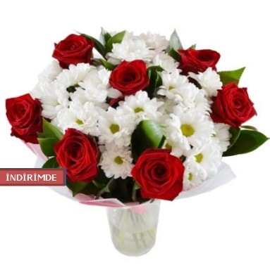 7 kırmızı gül ve 1 demet krizantem  Ankara çiçek gönderme sitemiz güvenlidir 