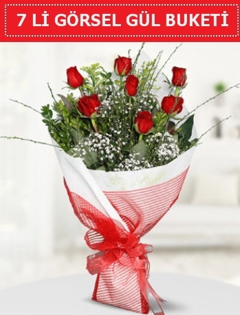 7 adet kırmızı gül buketi Aşk budur  Ankara çiçek satışı 